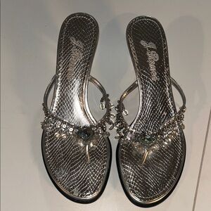 J.Renee Metallic Silver Embellished Sandals